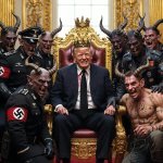 King Donald Trump and his horned demons