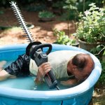 Old man face down kiddie pool electric