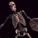 skeleton banging shield meme