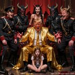 King Donald Trump Satan Demon  girl sex slaves