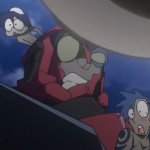 Simon, Kamina, and Gurren Lagann looking at something