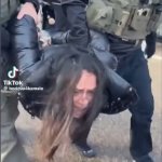 rioter carried by police