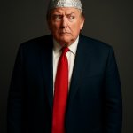 Trump, losing his mind, hallucinating, dementia, tinfoil hat meme