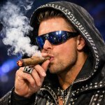 The myery smoking a fat blunt