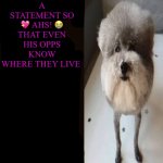 he made a statement blank | HE MADE A STATEMENT SO
💖 AHS! 😭
THAT EVEN HIS OPPS
KNOW WHERE THEY LIVE | image tagged in he made a statement blank | made w/ Imgflip meme maker