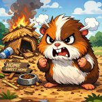 A guinea pig really angry because he lost his house