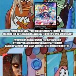 patrick scared | ZOMBIE LAND SAGA: YUMEGINGA PARADISE'S ENGLISH DUB PREMIERE IN A NUTSHELL RIGHT A WEEK AFTER TINTIN'S 97TH ANNIVERSARY; EVERYTHING'S CHANGED WHEN FIRE NATION WOULD INTERRUPT FRANCHOUCHOU'S CONCERT AFTER JAMES CAMERON'S AVATAR: FIRE & ASH DOMINATES THE CURRENT BOX OFFICE | image tagged in patrick scared,james cameron,zombieland saga,burning,january | made w/ Imgflip meme maker