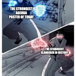 Lobotomy kaisen edit | THE STRONGEST AGENDA POSTER OF TODAY; THE STRONGEST SLANDERER IN HISTORY | image tagged in gojo vs sukuna meme template | made w/ Imgflip meme maker