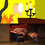 Sherman and Penny Laughs at Matthew's clothes on fire?!?! | image tagged in who laughs at matthew's clothes on fire,universal studios,crossover,deviantart,meme | made w/ Imgflip meme maker
