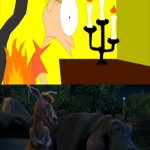 Duke and Eze Laughs at Matthew's clothes on fire | image tagged in duke and eze laugh at what,disney,crossover,deviantart,animals | made w/ Imgflip meme maker