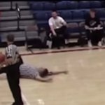 Referee falls on his own
