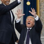 Obama dangles Nobel Peace Prize over baby Trump's head