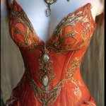 Dark Orange Dress With Necklace