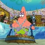 How will he escape? | image tagged in patrick star chained to a barrel | made w/ Imgflip meme maker