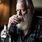 Old man drinking pistol liquor suicide alcoholism