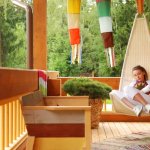 Woman sitting on deck
