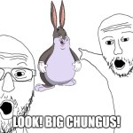 Big Chungus | LOOK! BIG CHUNGUS! | image tagged in soyjak pointing,memes,big chungus | made w/ Imgflip meme maker