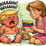 Trump looks like an angry, crying baby.