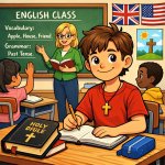 english class with a christian student template
