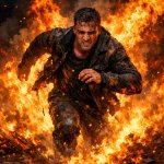 A guy going through fire