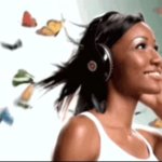 happy lady with headphones