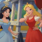 Nani and Blonde Lifeguard in Disney Princess Style