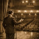 a man speaking in front of an empty theater meme