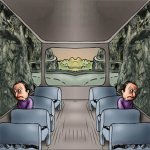 Two sad guys on a bus