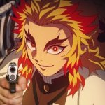Kyojuro with a gun meme