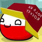 Poland Ball playing with a box, pretending to be in a rocket in