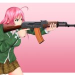 Moka Akashiya with a gun