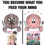 Rosario + Vampire meme 9 & anti boku no pico meme 4 (even capu2 is far more watchable than boku no pico) | image tagged in you become what you feed your mind,boku no pico,rosario vampire,anime | made w/ Imgflip meme maker