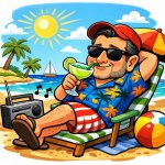 Ted Cruz laying on a beach chair, sipping on a margarita.