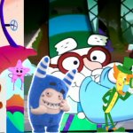 Milli bot doc Pogo polly star and visconde dancing party GIF Template