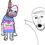 Wojak pointing at a dead tranny