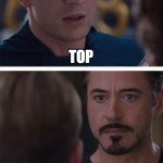 Marvel Civil War 1 Meme | QUESTION: HOW DO YOU OPEN A BANANA; TOP; BOTTOM | image tagged in memes,marvel civil war 1 | made w/ Imgflip meme maker