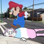 Mario curb stomps a troon