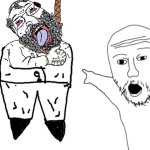 Soyjak pointing at a dead kike