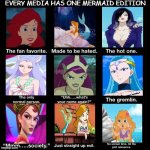 every show has one mermaid edition | image tagged in every show has one,the little mermaid,media,anime,cartoons,barbie | made w/ Imgflip meme maker