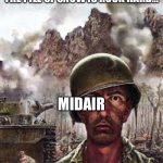 bone cruncher | 5 YEAR OLD ME REALIZING THE PILE OF SNOW IS ROCK HARD…; MIDAIR | image tagged in thousand yard stare,oof | made w/ Imgflip meme maker