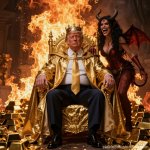 King Donald Trump Satan Mammon worship meme