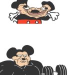 Buff Mickey Mouse | DAD IN MOBILE GAME ADS; MOM IN MOBILE GAME ADS | image tagged in buff mickey mouse | made w/ Imgflip meme maker