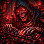really epic red skeleton and keyboard with highlighted D key meme