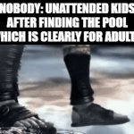 Submitted GIFs must have a title. Think of something clever | NOBODY: UNATTENDED KIDS AFTER FINDING THE POOL WHICH IS CLEARLY FOR ADULTS | image tagged in gifs,relatable,kratos falling,god of war,falling down | made w/ Imgflip video-to-gif maker