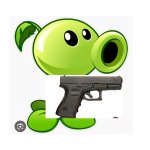 Peashooter holding a gun