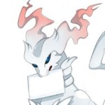 Reshiram holding a sign close up