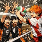 Volleyball monsterblock vs spike in haikuu style