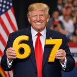 Donald Trump holding 67
