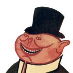 Porky the capitalist pig facing left