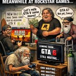 A funny meme that makes fun of rockstar for delaying GTA 6